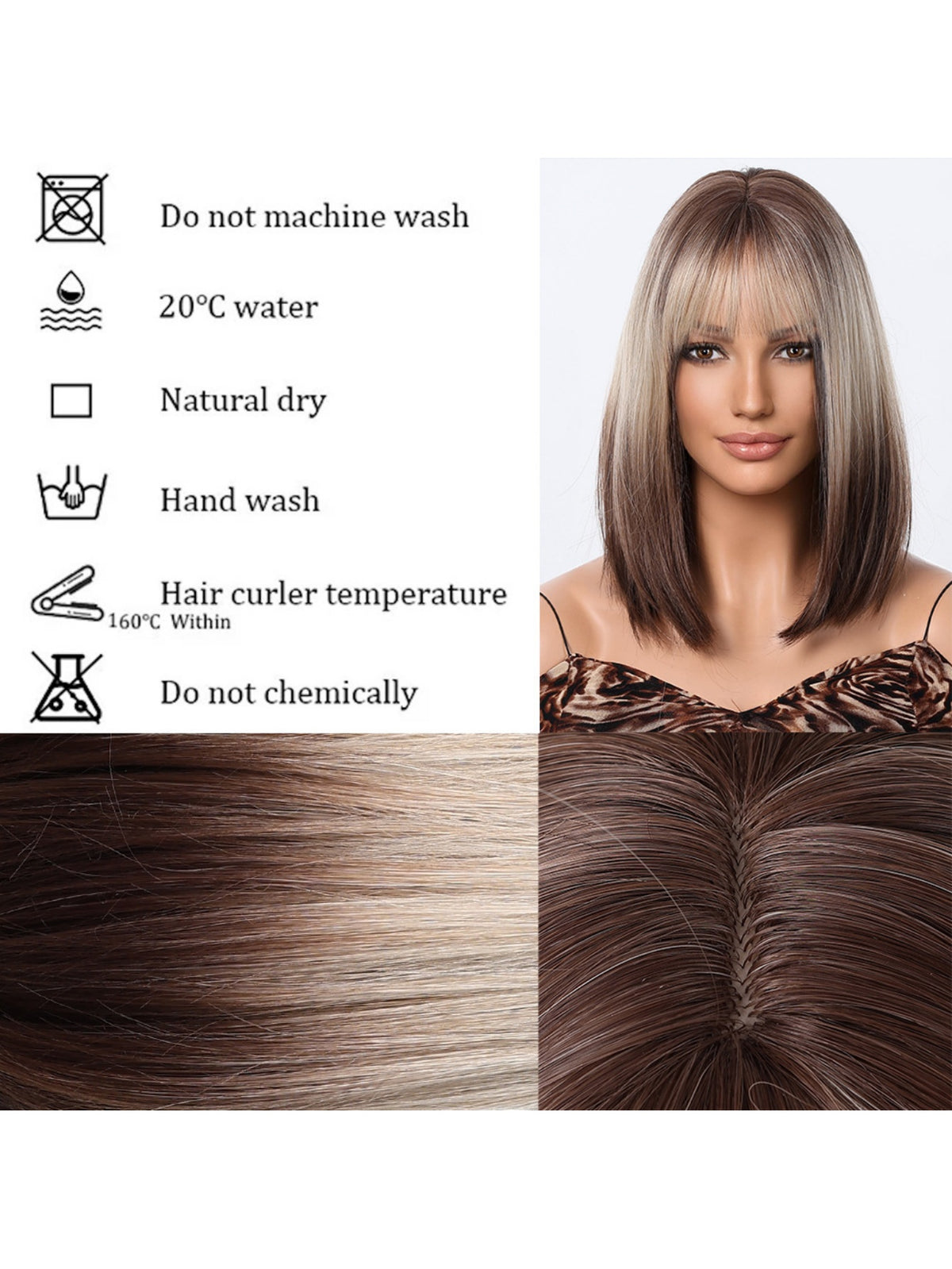 Gradient Color Synthetic Fiber Wig