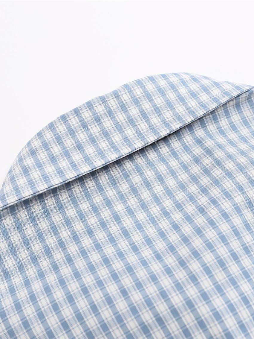 Liber Autumn Neutral wear Tie Plaid Shirts