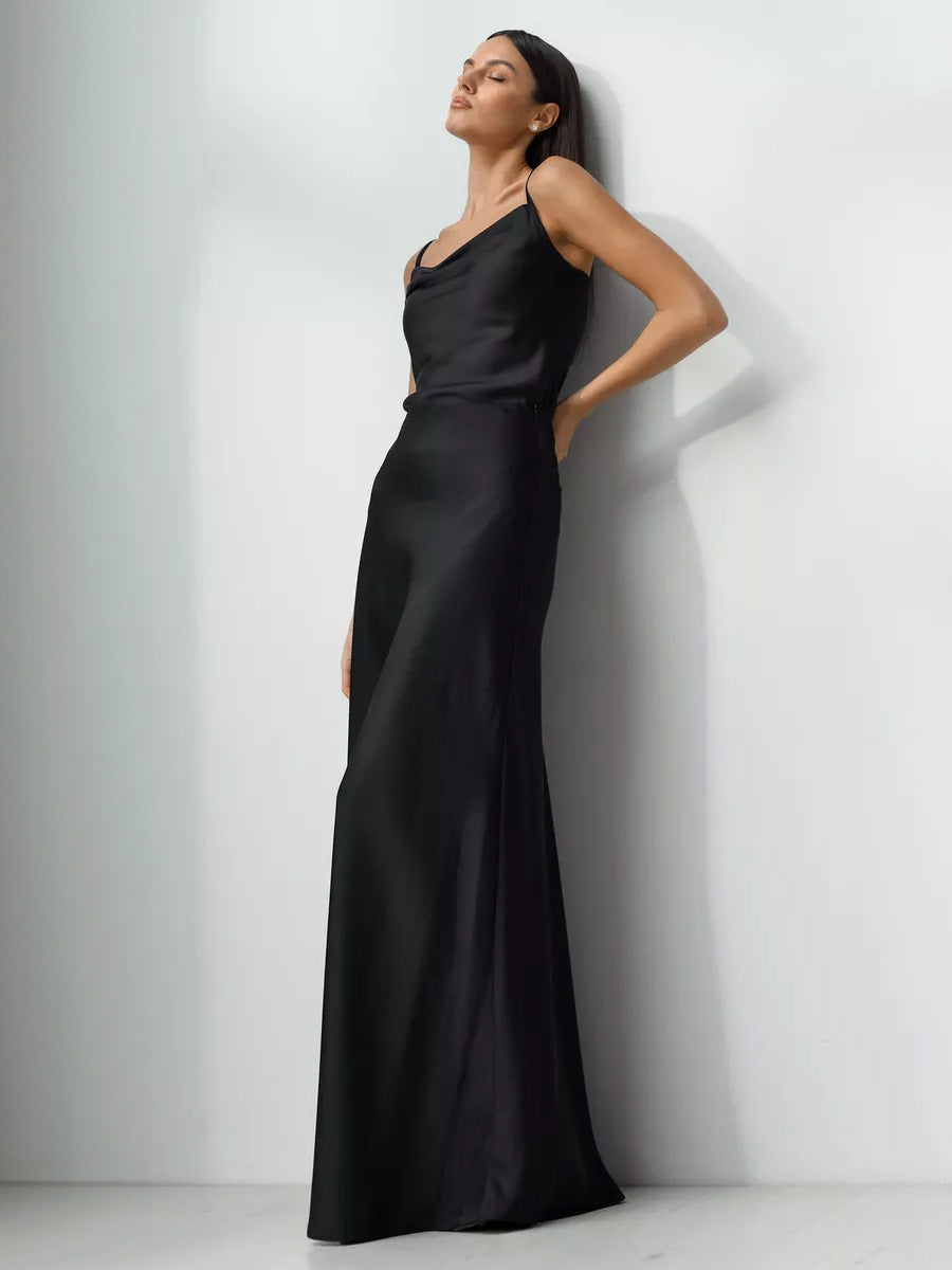 Fishtail Satin Long High-Waisted Bodycon Floor-Length Fishtail Skirt
