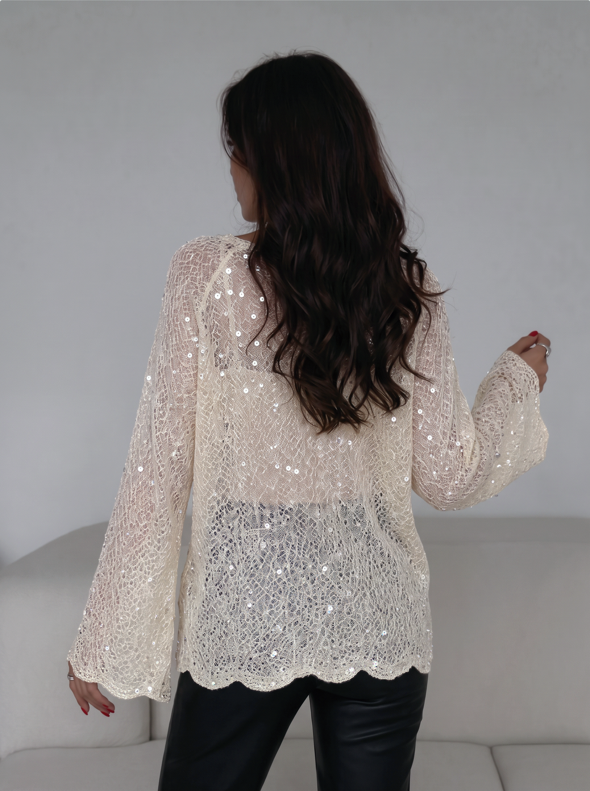 Elegant Sequined Knit Sweater