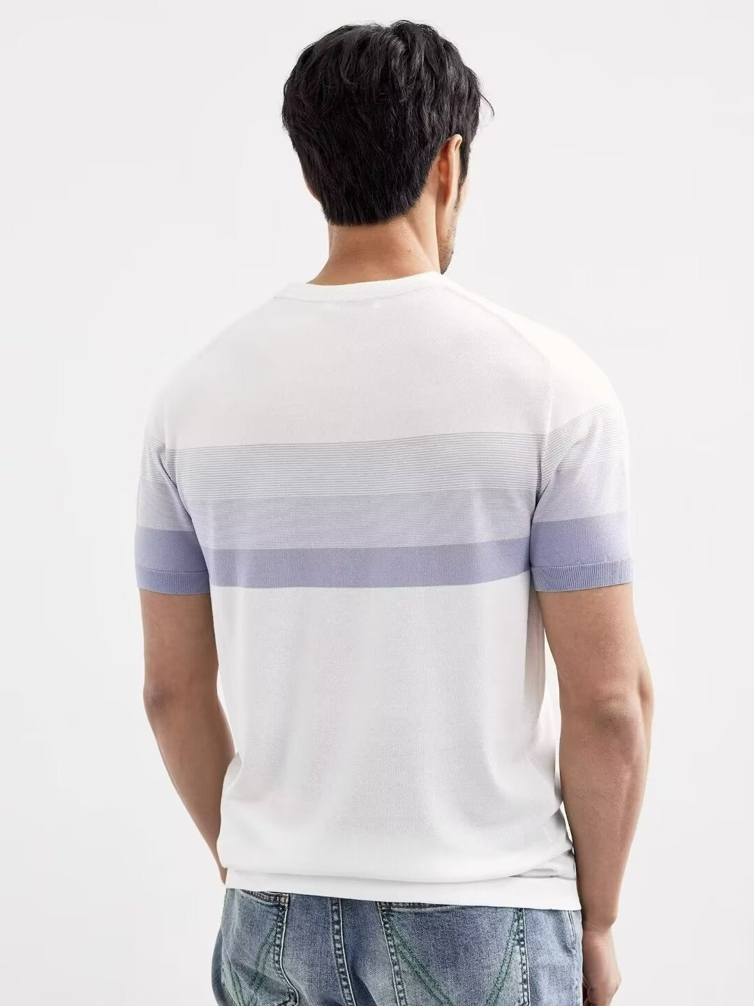 Gradient Stripes Color Matching Slim-fit T-shirts