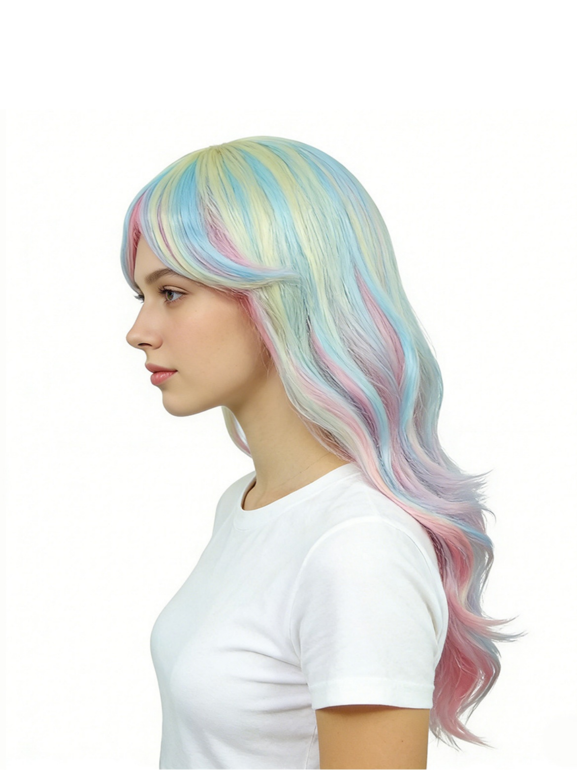 Colored Synthetic Fiber Long Wavy Curl Wig