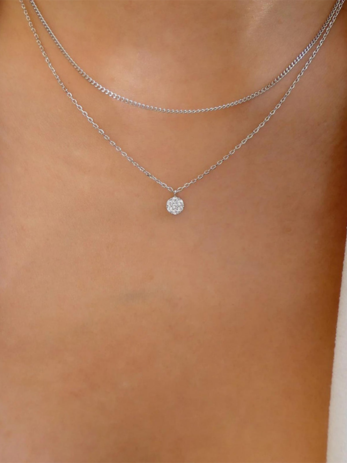 Diamond-set Multi-layered Pendant Necklace