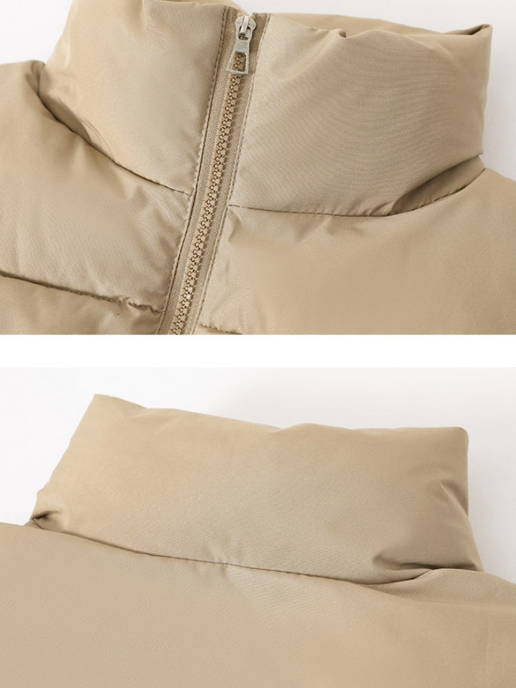 Sleeveless Zipper Stand Collar Vest Jacket Down Vest