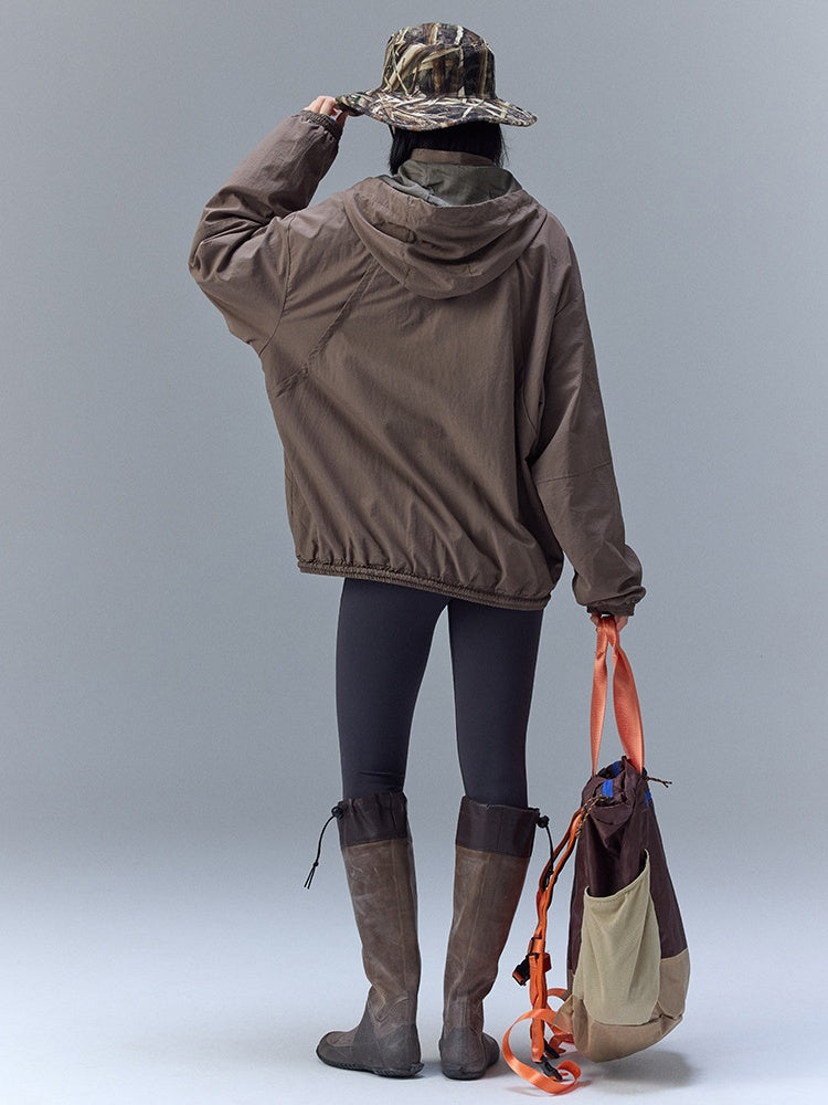 Water-repellent Oversize Folding Hooded Windbreakers