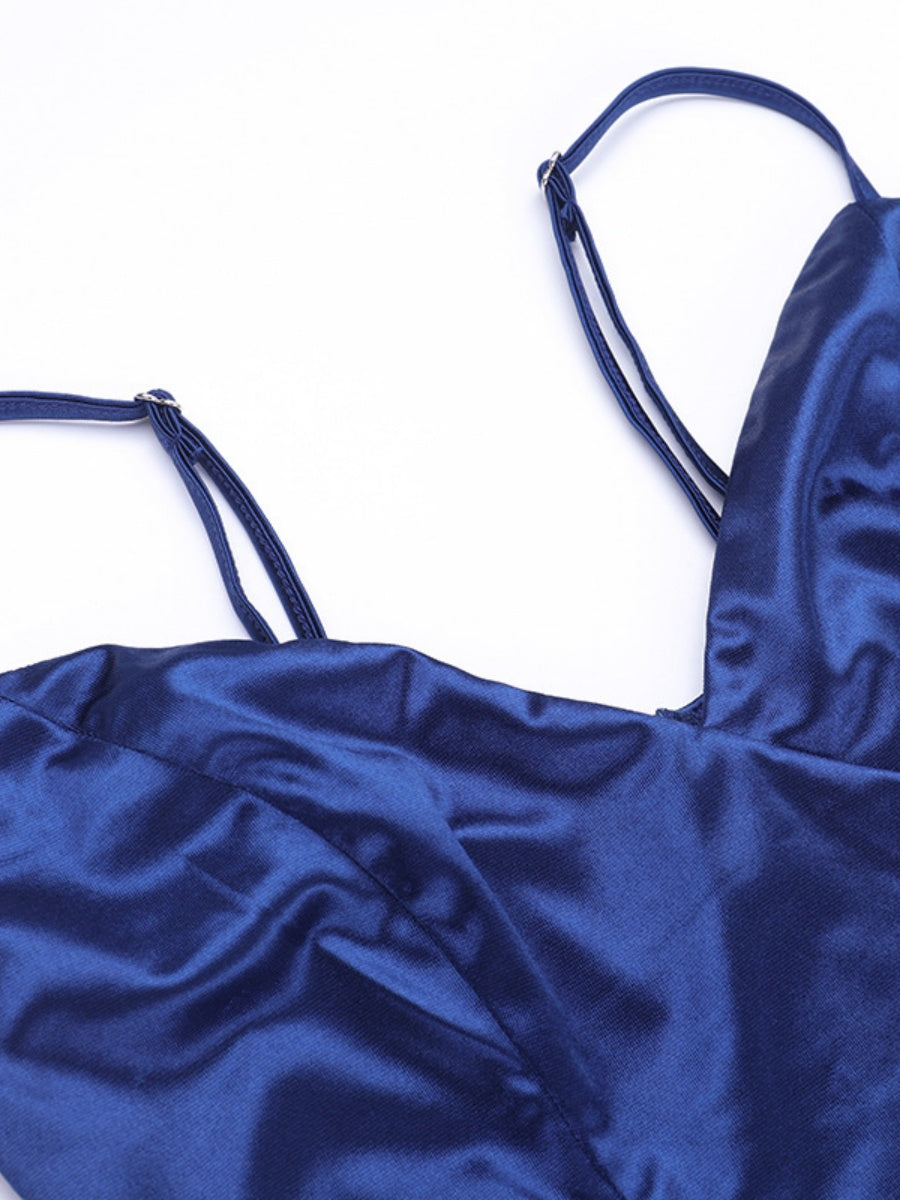 Liber Summer Women's Slit Ruffle Solid Color Midi Dresses