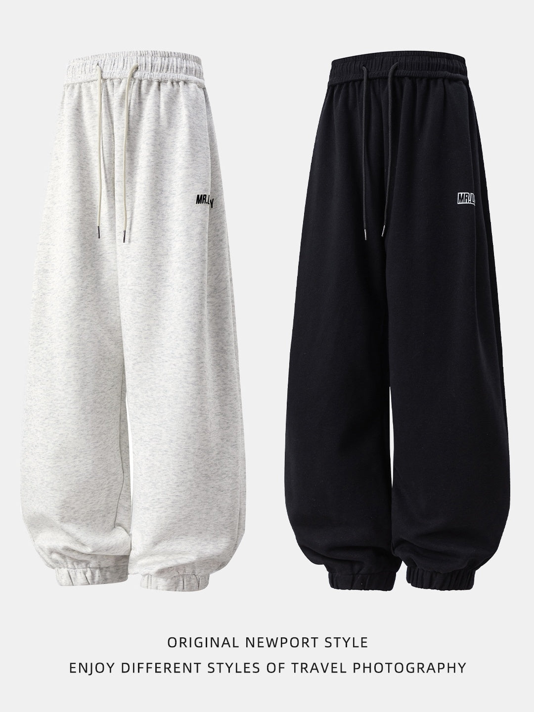 Letter Print Sports And Leisure Three-dimensional Pleating Cuffed Sweatpants