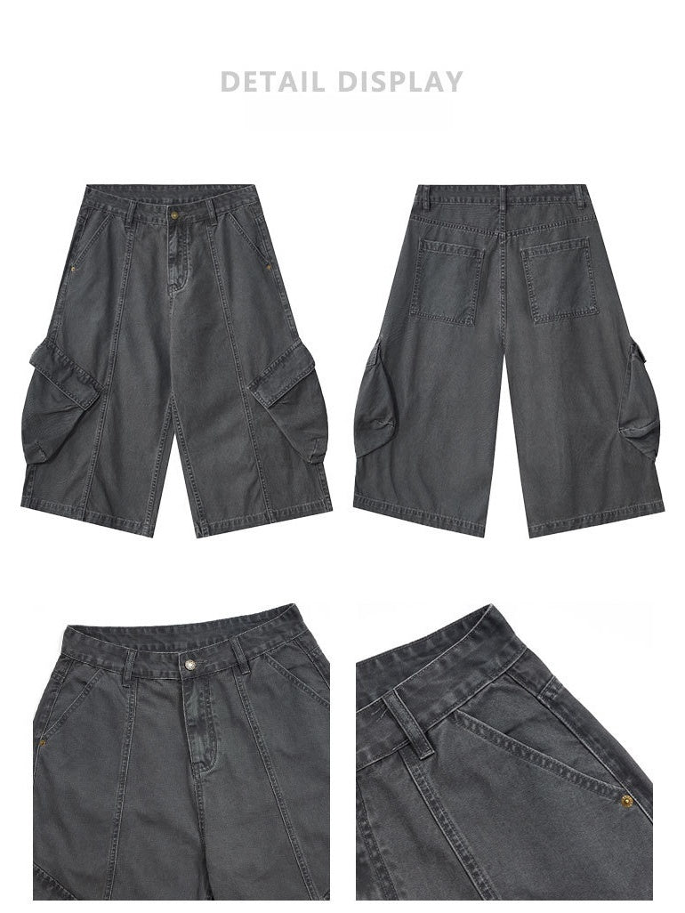 Retro Vintage Distressed Large Pockets Tooling 7 Points Shorts