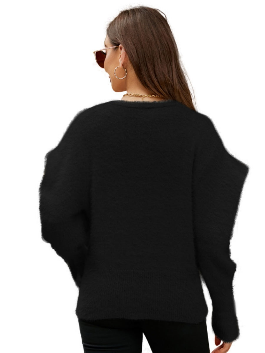 Liber Women's outerwear knitted cardigan splicing button autumn cardigan