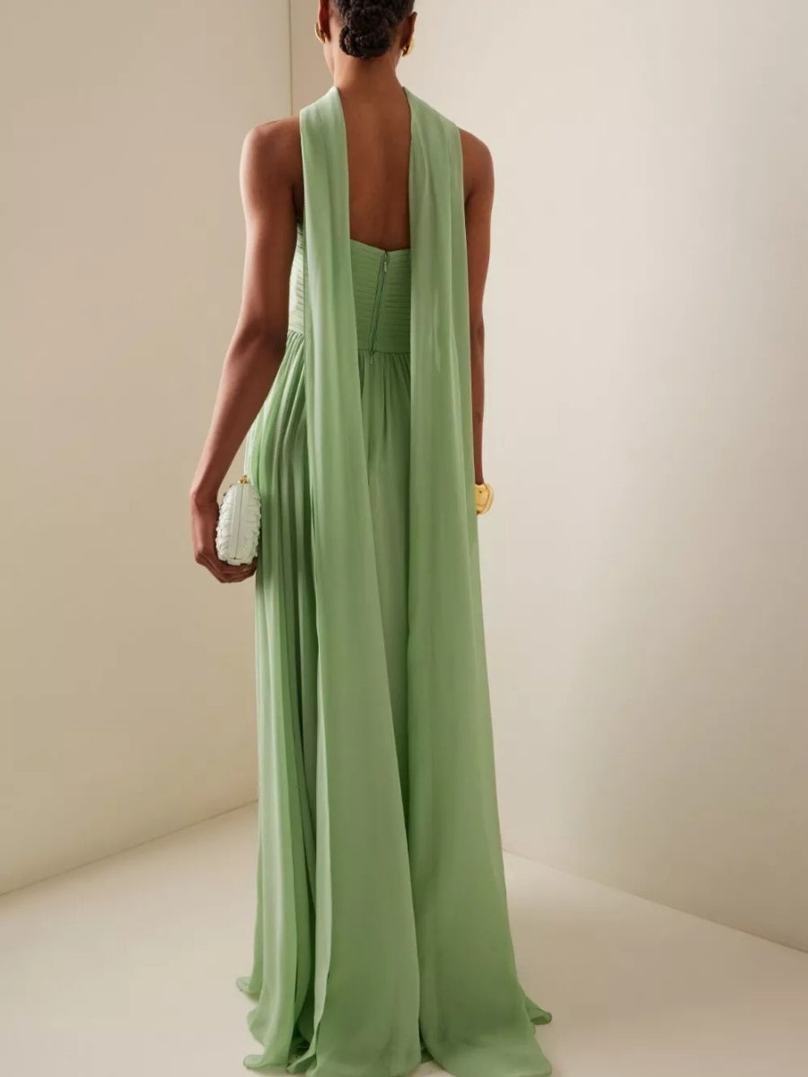 Liber Spring Women's Bandage Solid Color Tube top Maxi Dresses