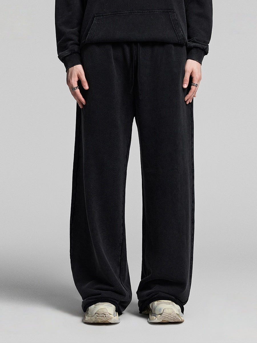 Hooded Loose Washing Water Old Solid Color Leisure Sweatshirts&Hoodies Set