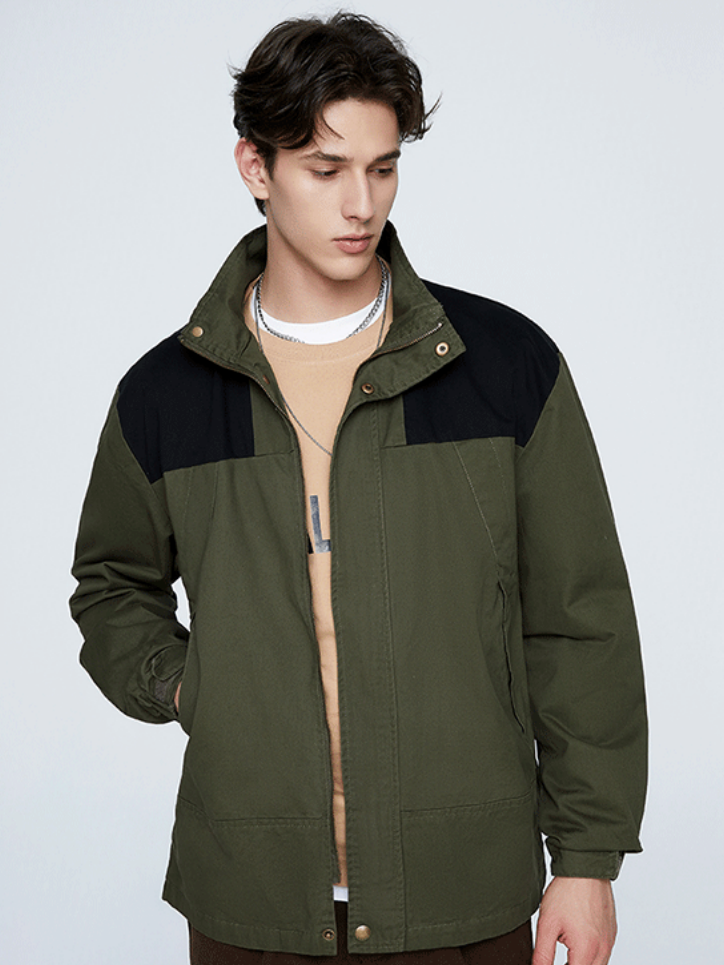 Splicing Contrasting Colors Design Windproof All-match Leisure Jackets