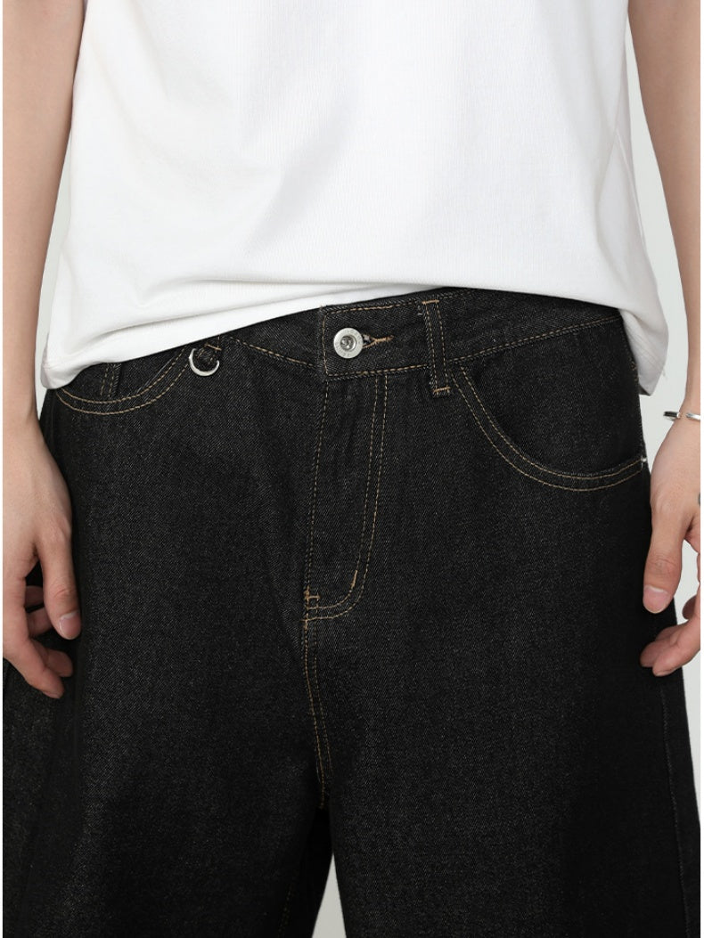 Retro Five Points Loose-fit Leisure Denim Shorts