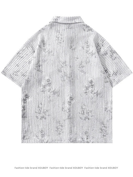 Bamboo Printed Ties Loose-fit Shirts