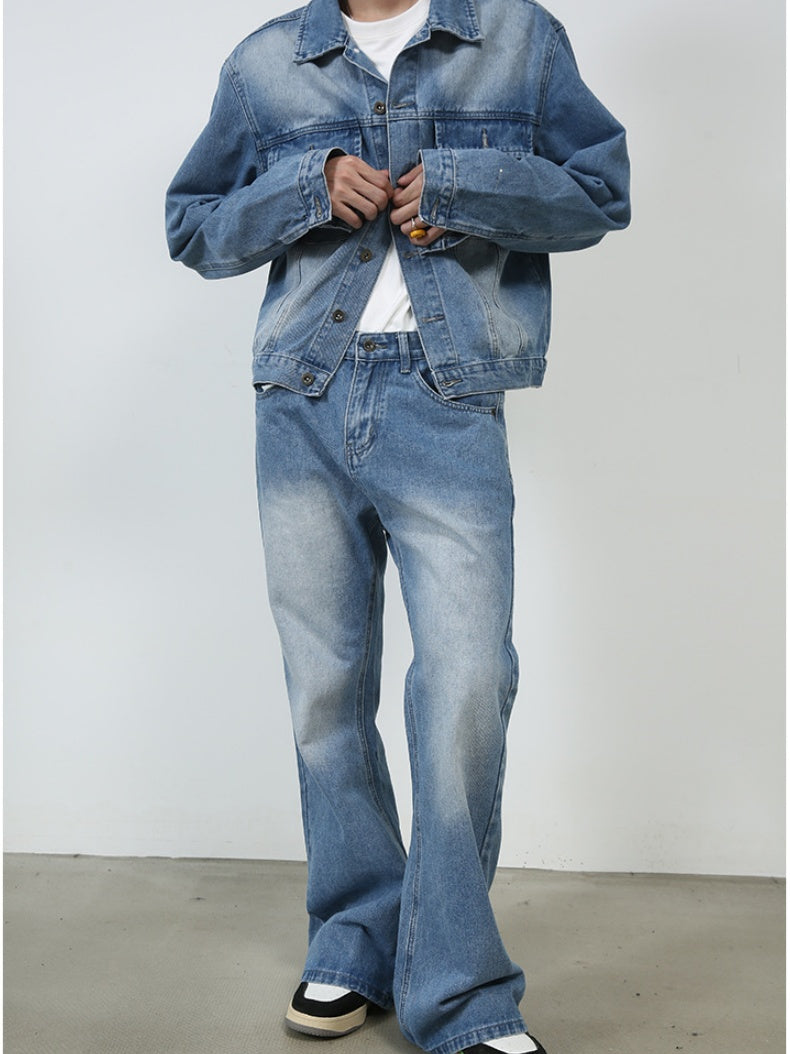 Retro Washed Denim Loose-fit Pants