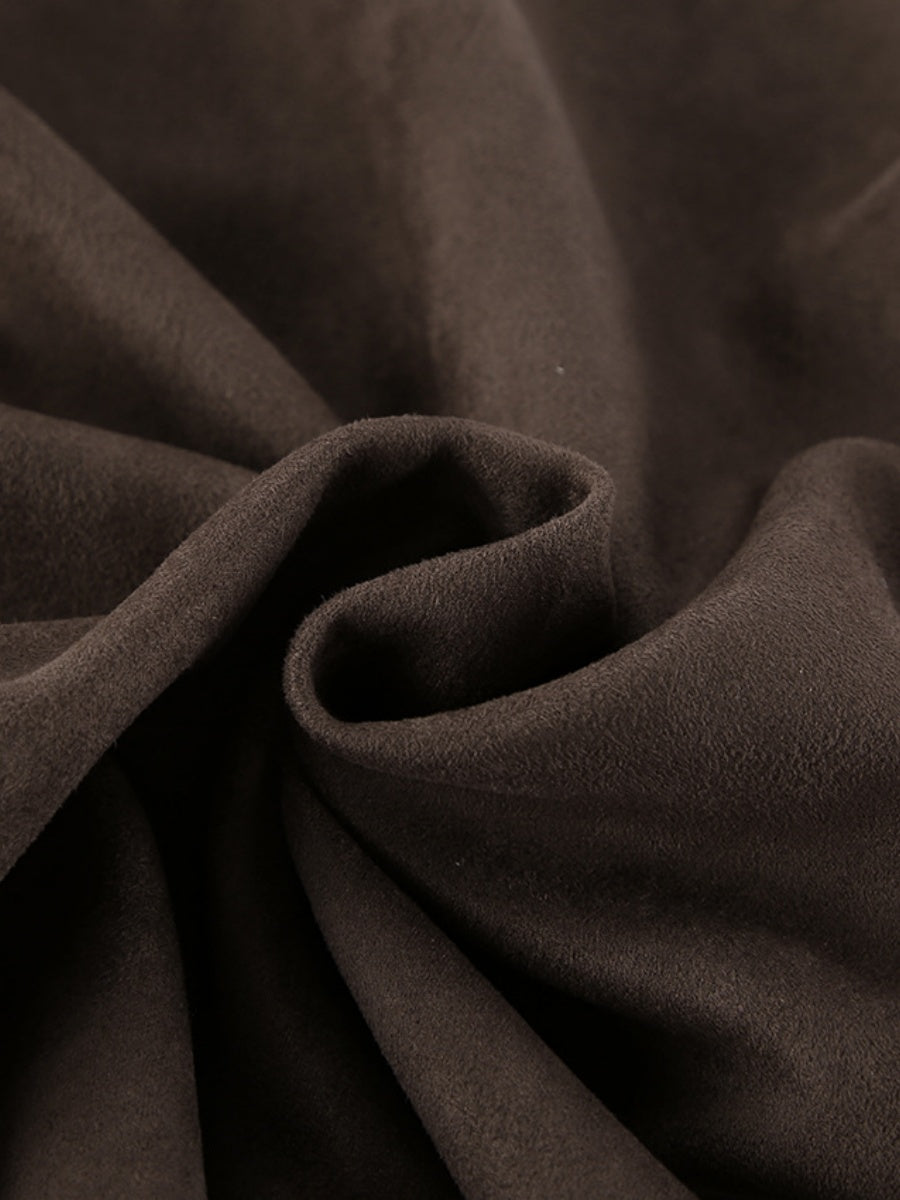 Basic Suede Pocket Trim Dark Brown Jacket