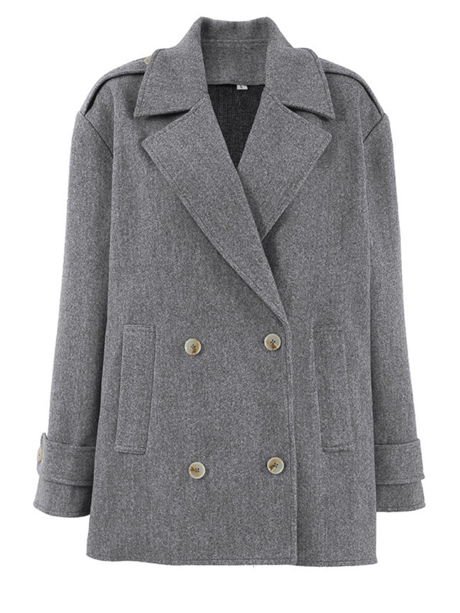 Lapel Pocket Wool Coat