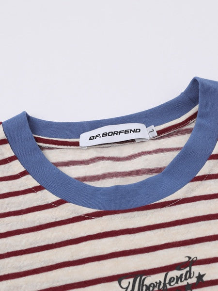 Color-blocked Stripes Loose-fit T-shirts