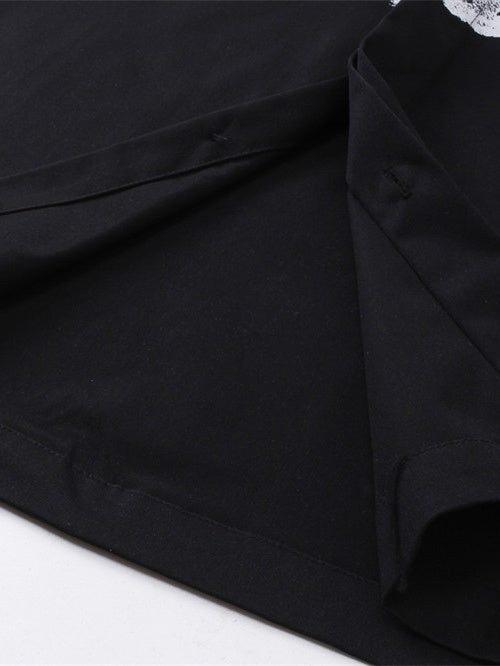 Retro Graffiti Letter Print Loose Lapel Long-sleeved Shirt