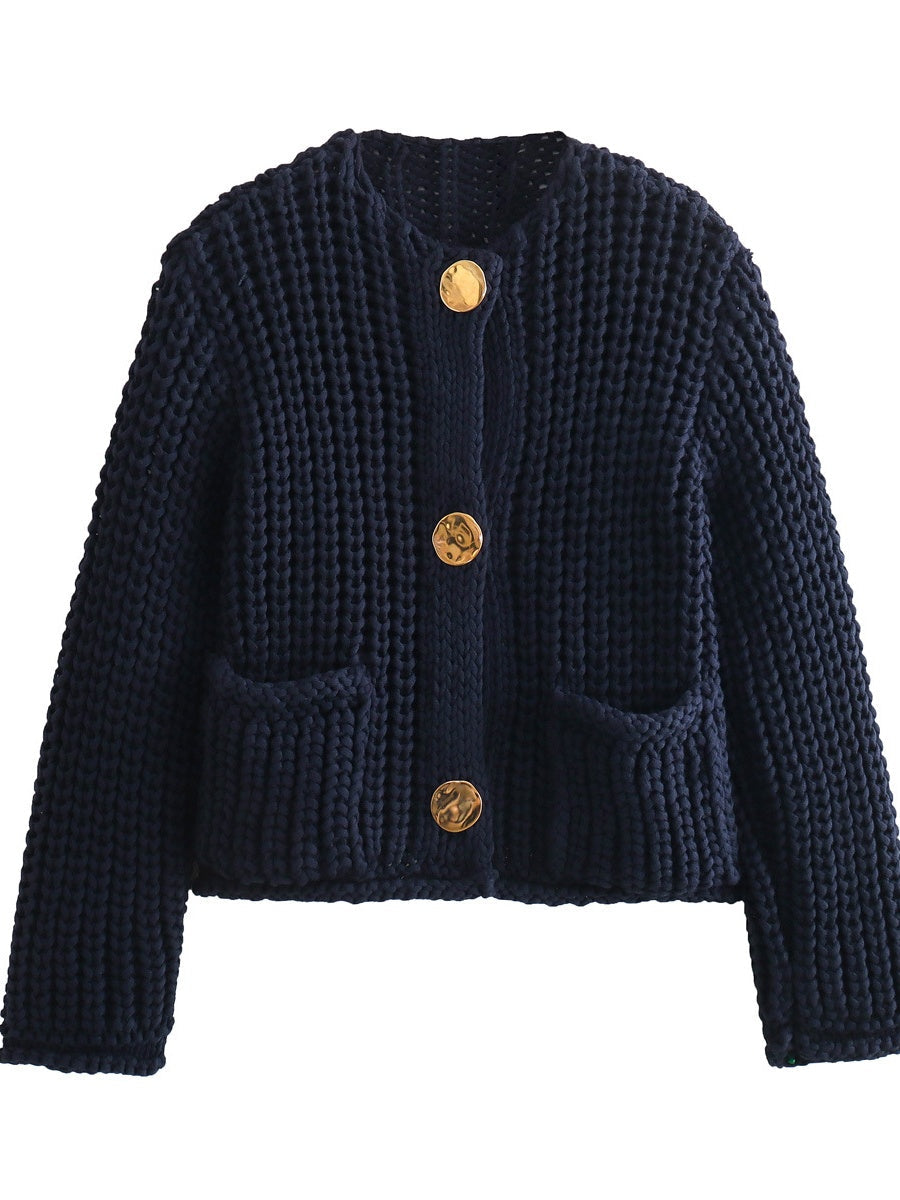 Metal Buttons Cropped knitted cardigan