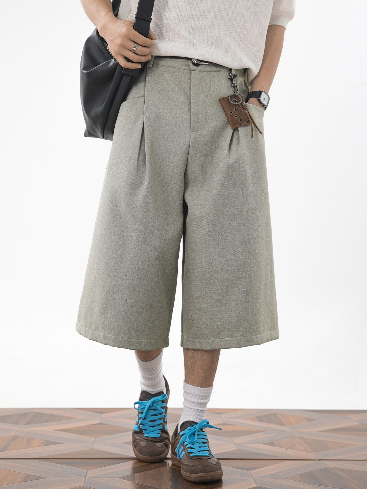 Imitation Linen Loose-fit 7 Points Dress Pants Shorts