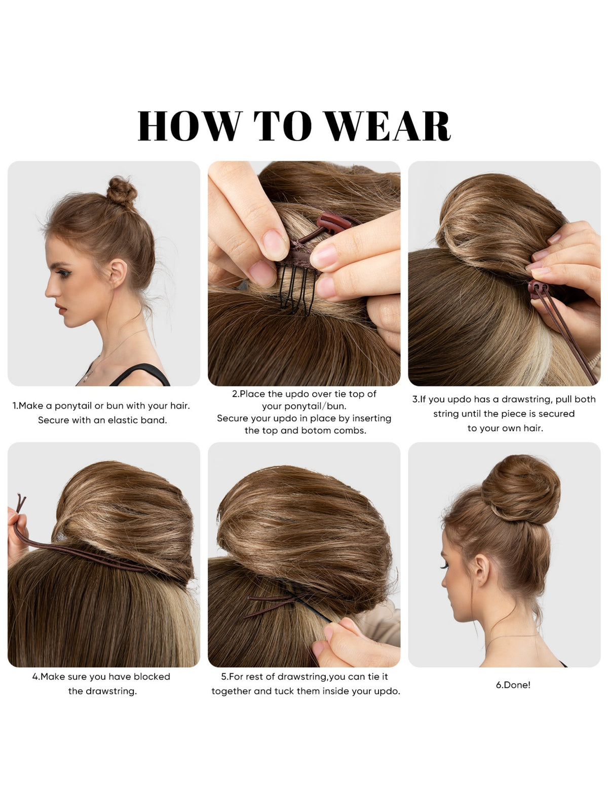 Pull-cord Bun Wig/hairpiece