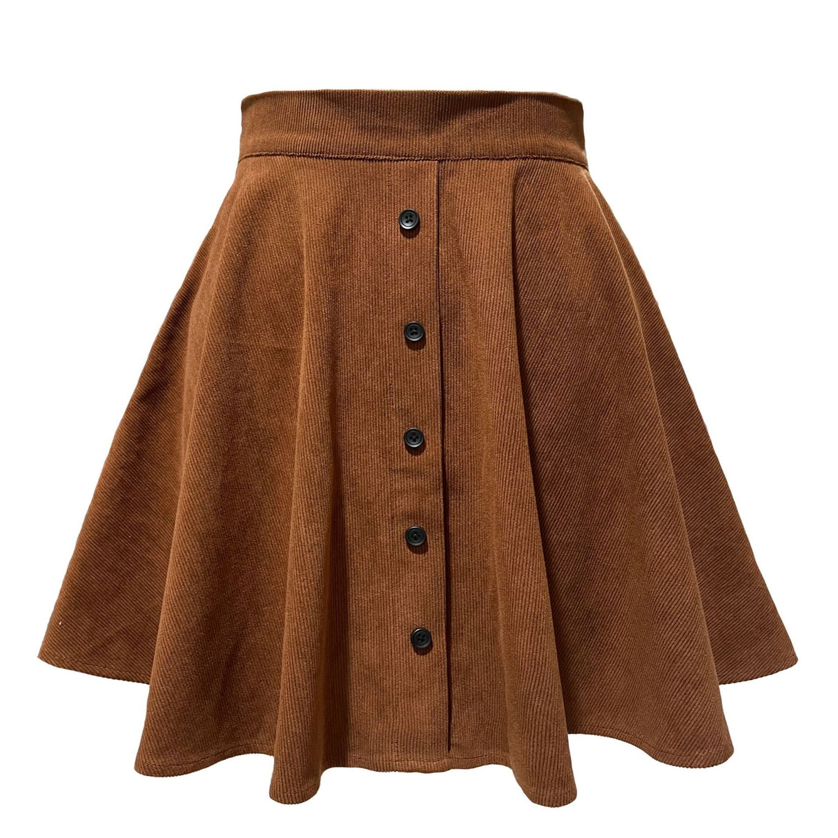 Solid Color Corduroy Single-breasted Buttons High Waist Skirts