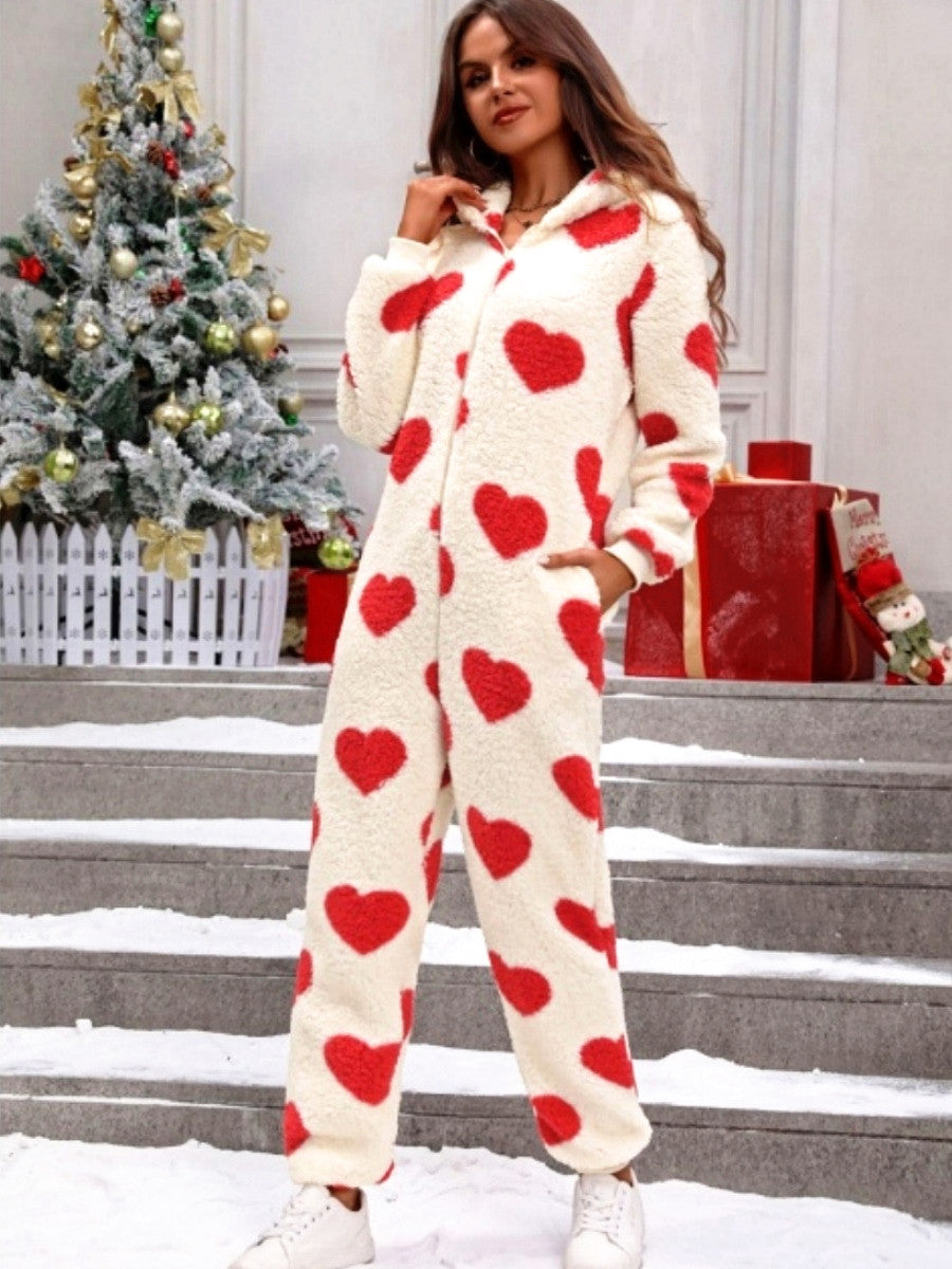 Jumpsuit Pockets Hooded Pajamas