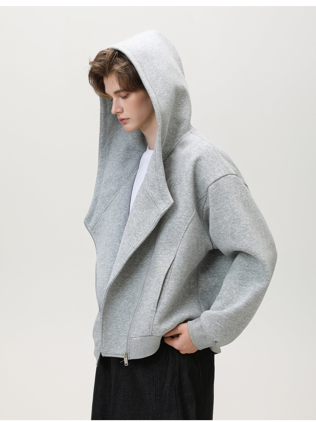 Irregular Zipper Hoodie Jackets