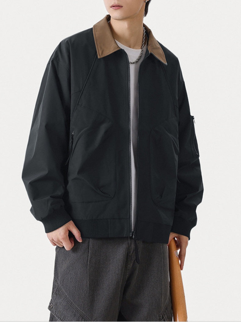 Loose Fashion Leisure Simplicity All-match Contrasting Colors Jackets