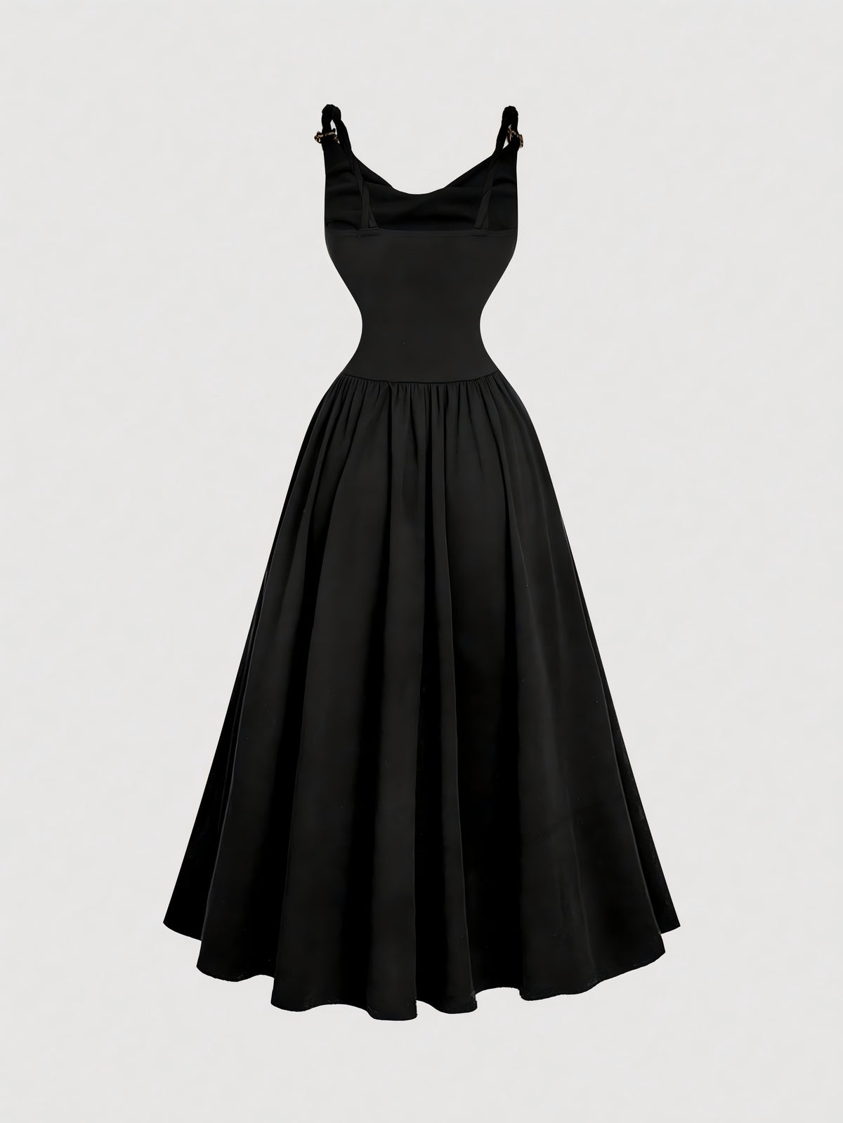 Black Metallic Embellished Spaghetti Strap Maxi Dress