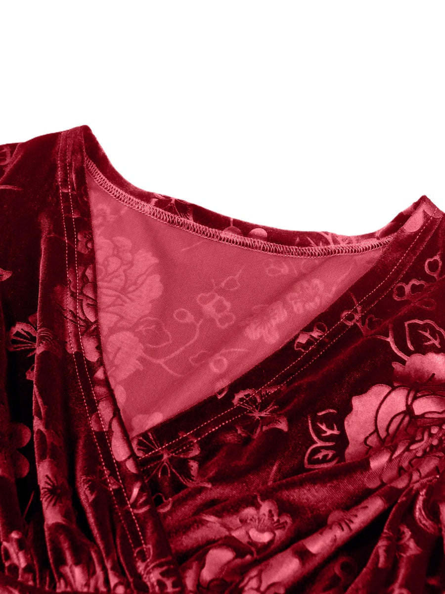 A-line Velvet V-neck Waist-length Dress