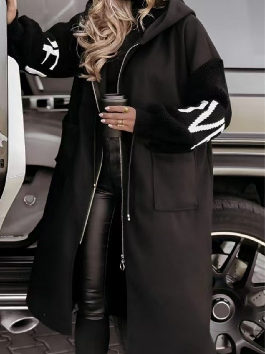 Liber Autumn Women's Pocket Letter Drawstring Long Trench Coats