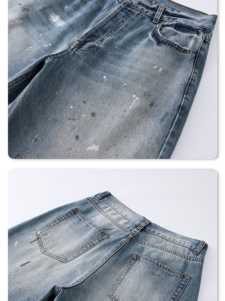 Splashing Ink Cleanfit Relaxation Drape Wide-leg Pants Jeans