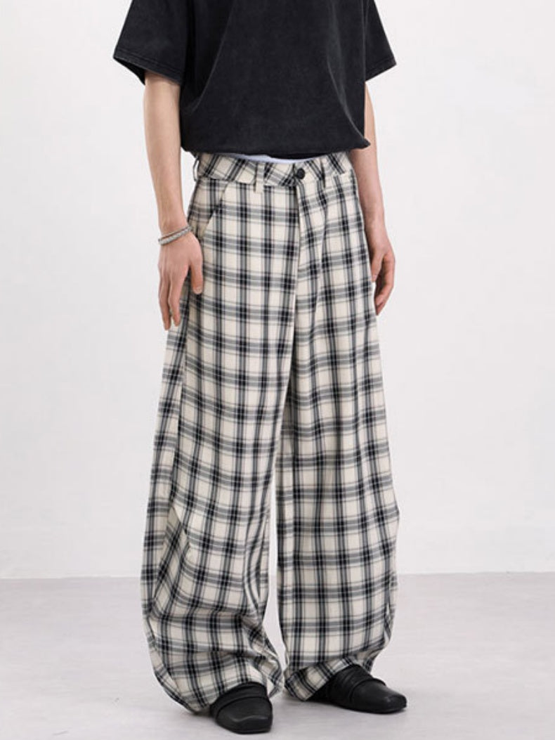 Old Money Style Plaid Machete Baggy Dress Pants Pants
