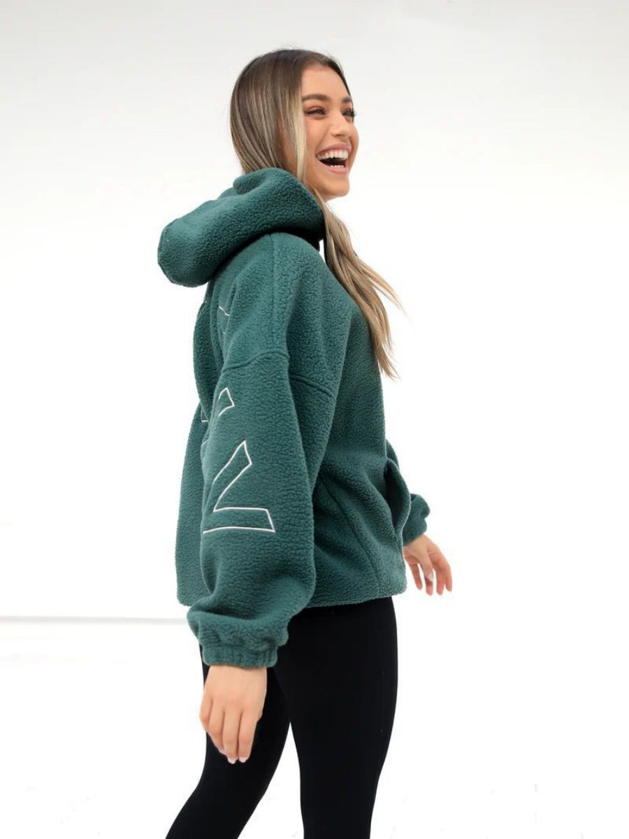 Fleece Letter Embroidery Thick Hooded Sweatshirt