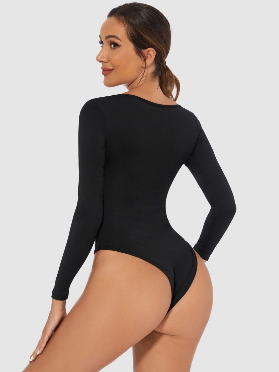 Slim Fit U-neck Long Sleeve Slimming Bodysuit