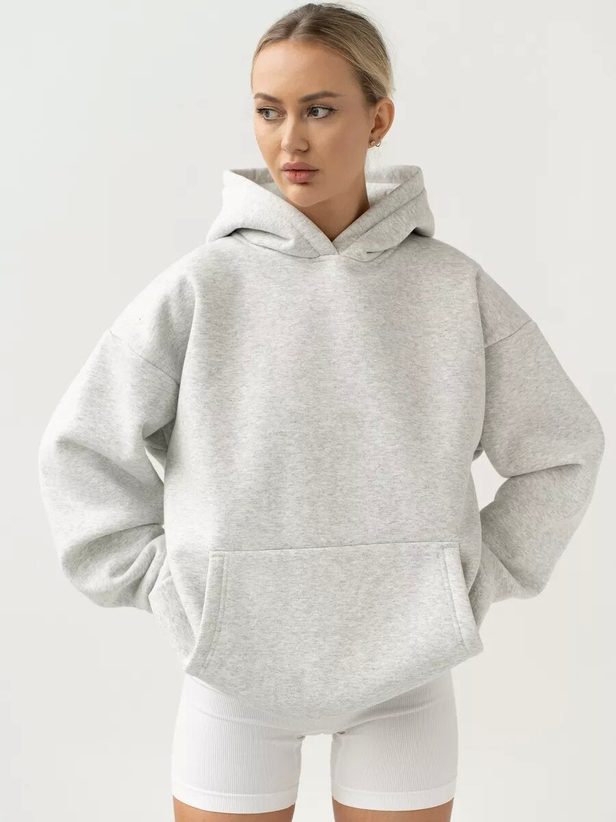 Liber Autumn women's pocket solid color pullover long sleeve two-piece suit