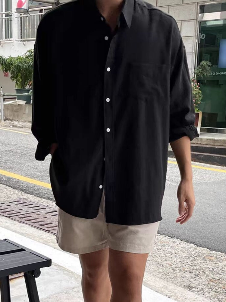 Cotton And Linen Breathable Loose-fit Lightweight Sunscreen Shirts