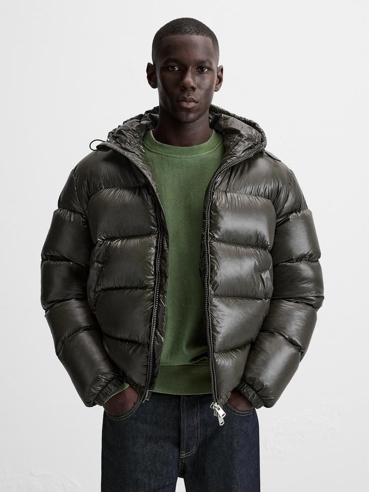 Thermal Hooded Solid-Color Sports Puffer Jacket