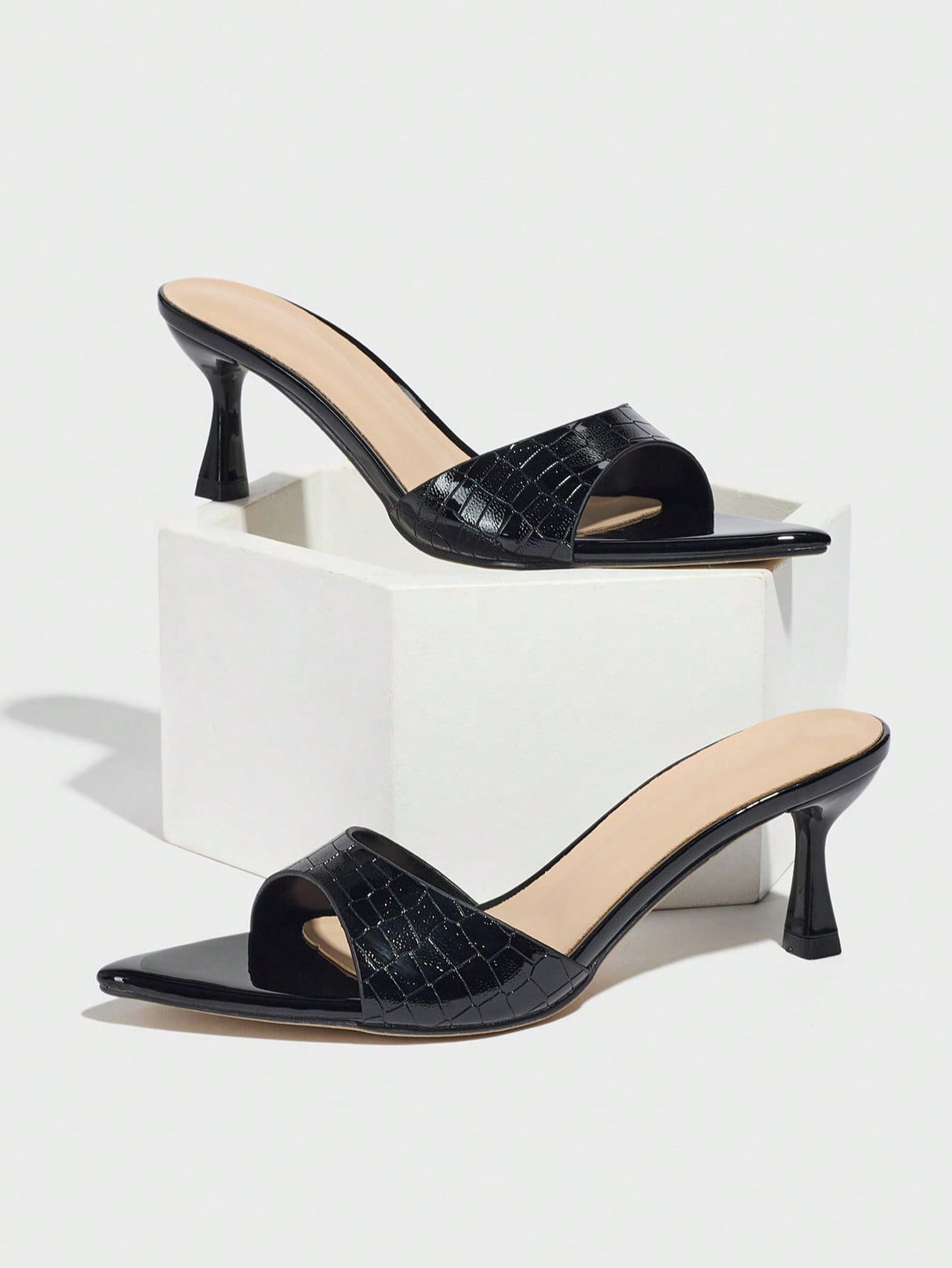 Embossed High-heeled Sandals