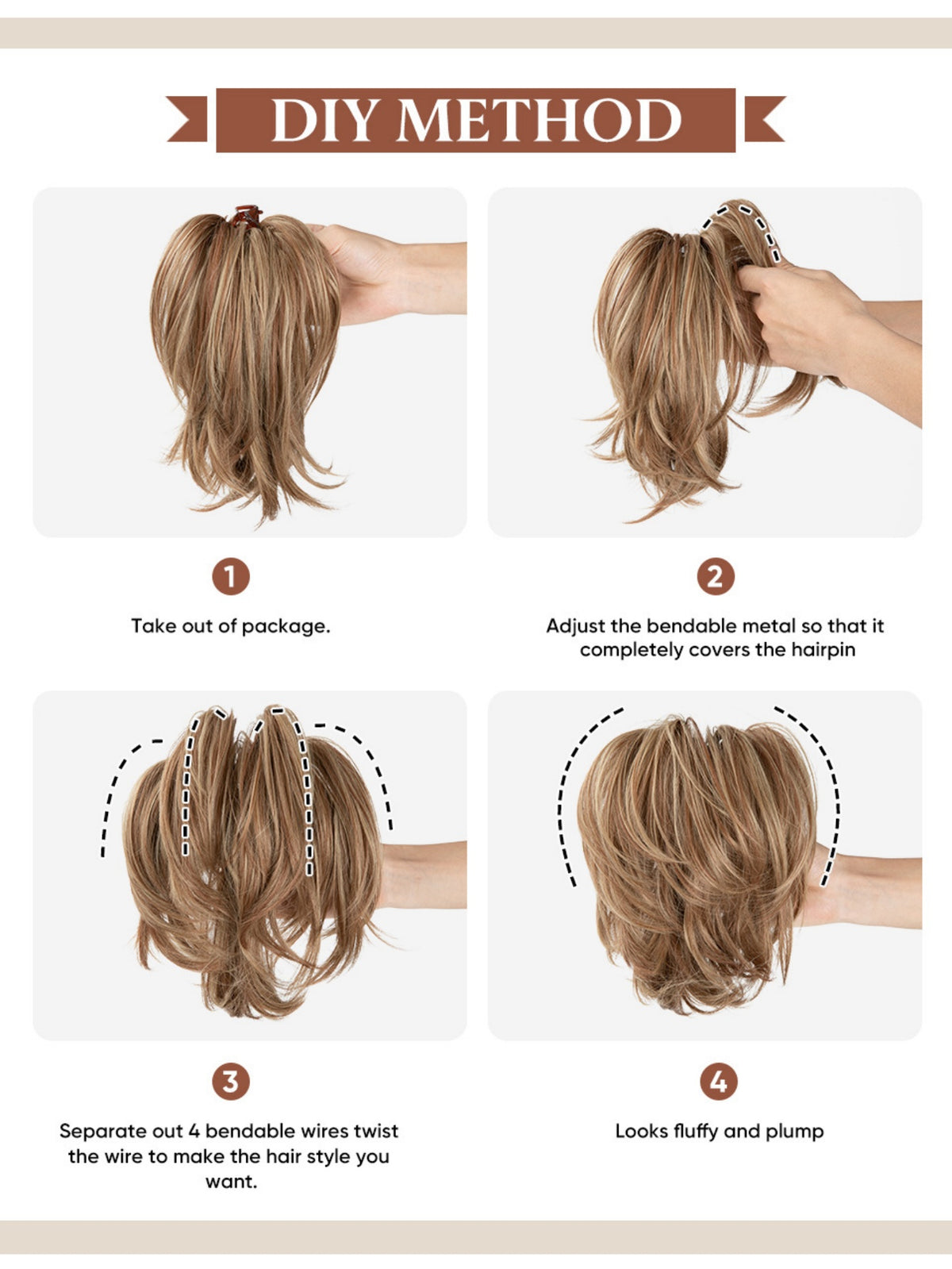 Short, Curled Ponytail Wig With Clip