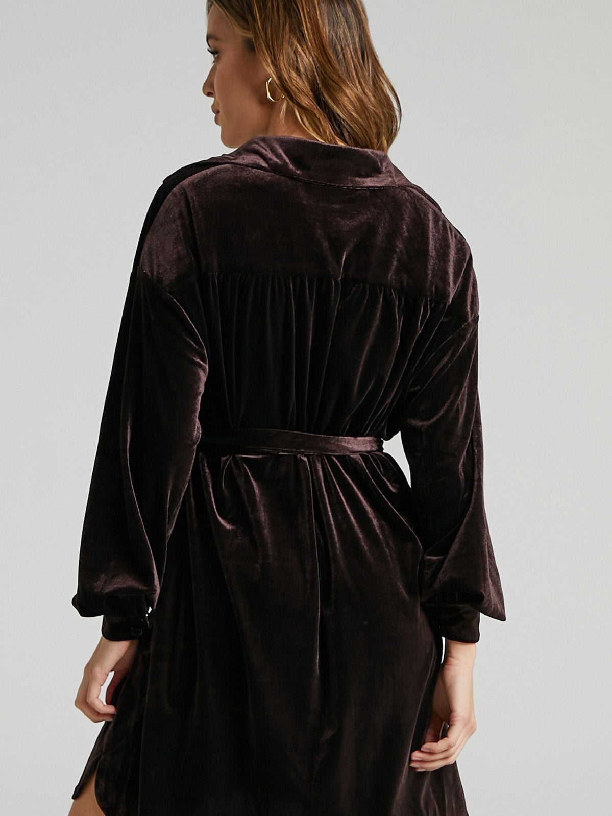 Irregular Splicing Velvet Long Shirt