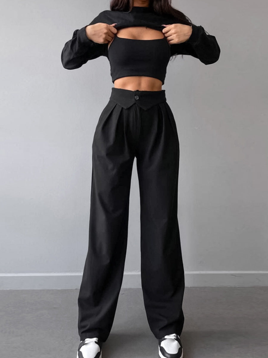 Straight-leg button-down trousers