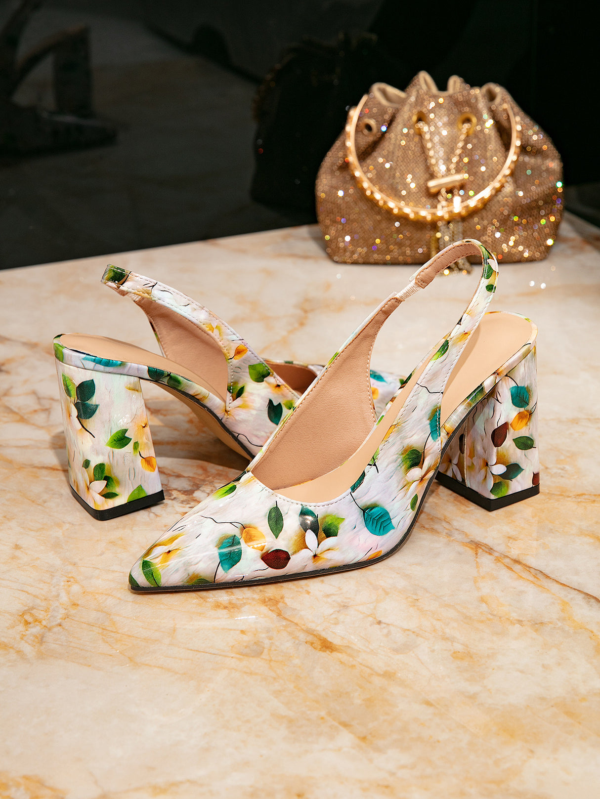 Printed Open-back High Heels