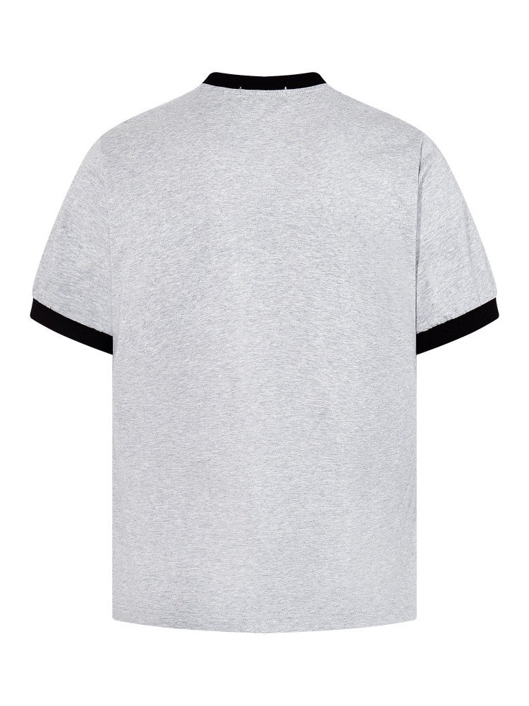 Crowd Printed Hip Hop Color-blocked Slim-fit T-shirts