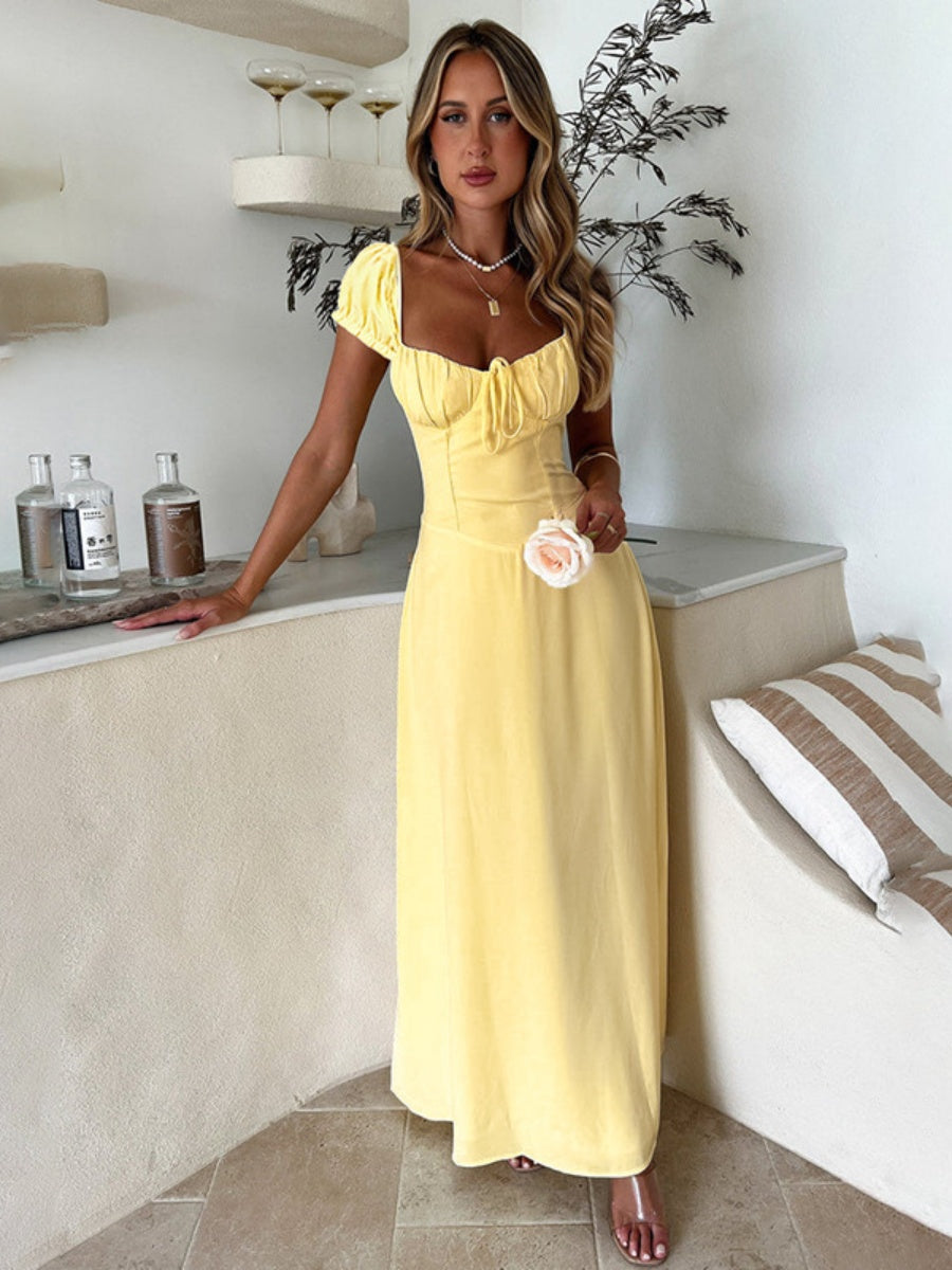 Liber Summer Women's Bandage Solid Color Maxi Dresses