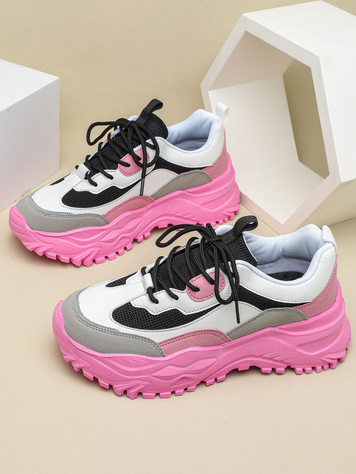 Color-blocked Platform Women's Casual Sneakers