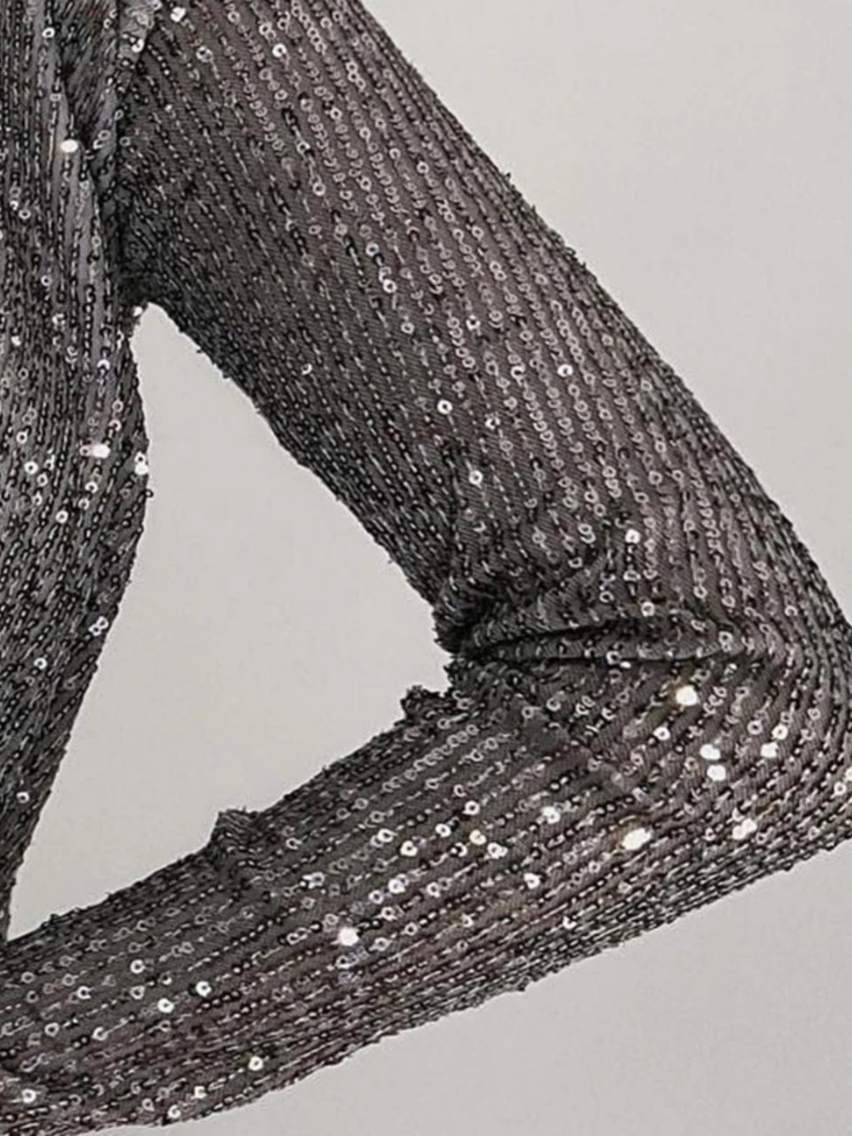 Sequins Perspective Long Sleeves Deep V-neck Jumpsuits&Bodysuits