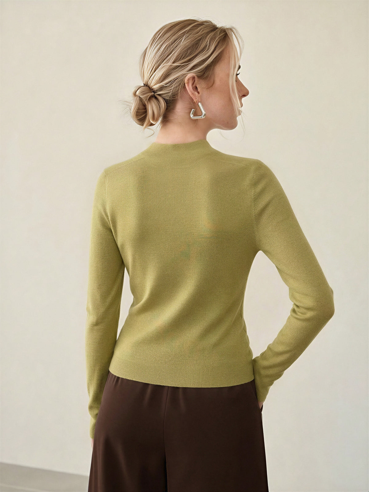 100% Merino Cotton & Wool Seamless Turtleneck Sweater